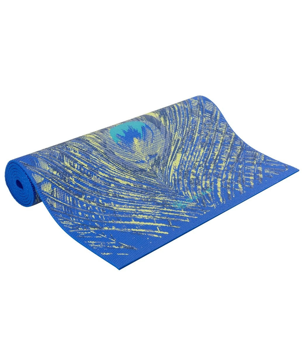 Gaiam Sapphire Feather Printed Yoga Mat 68" 6mm Extra Thick Sapphire Feather