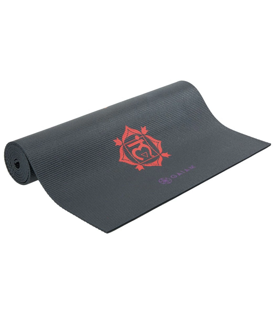Gaiam Black Chakra Printed Yoga Mat 68" 6mm Black Chakra
