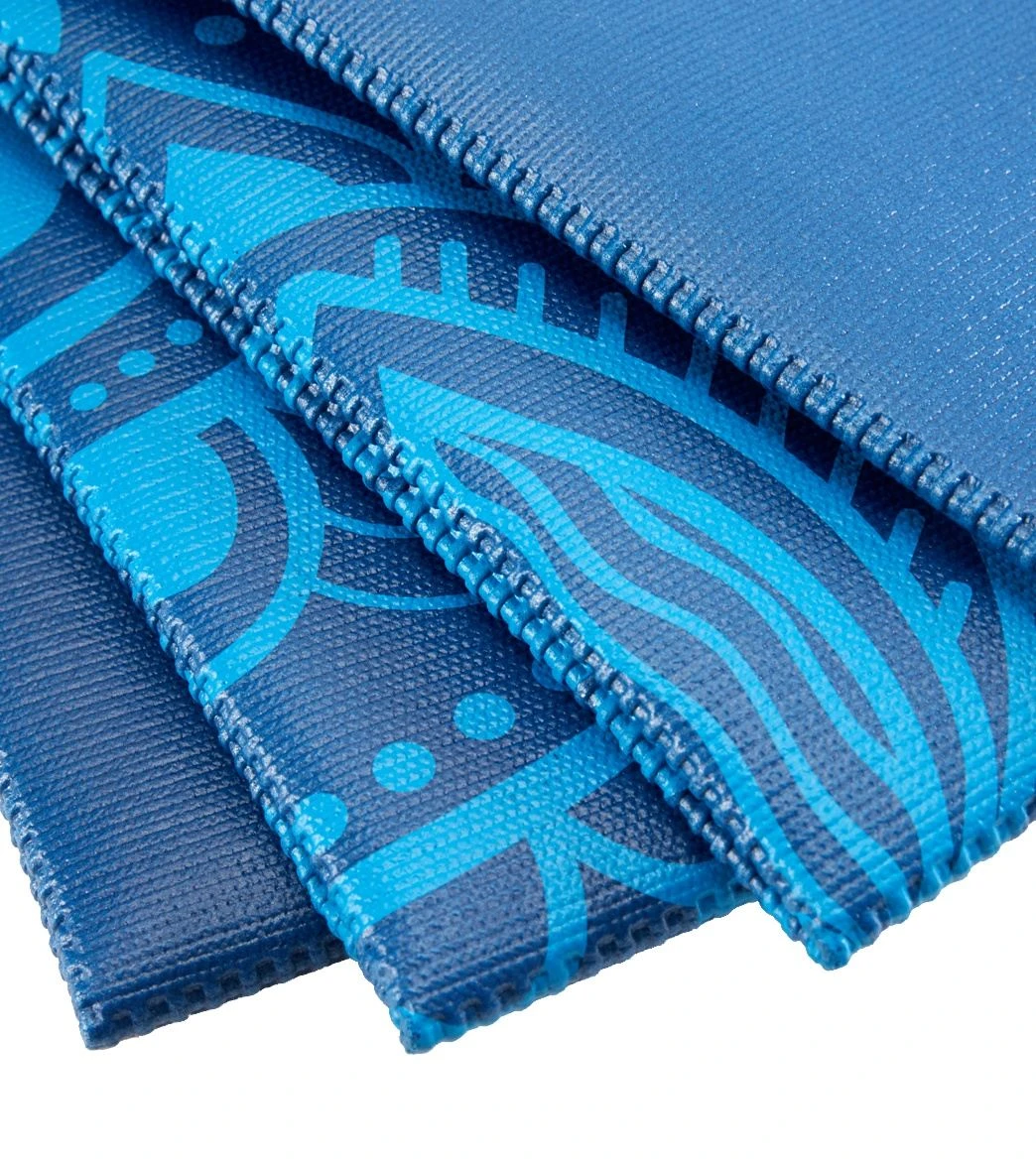Gaiam Foldable Blue Sundial Printed Yoga Mat 68" 2mm Blue Sundial