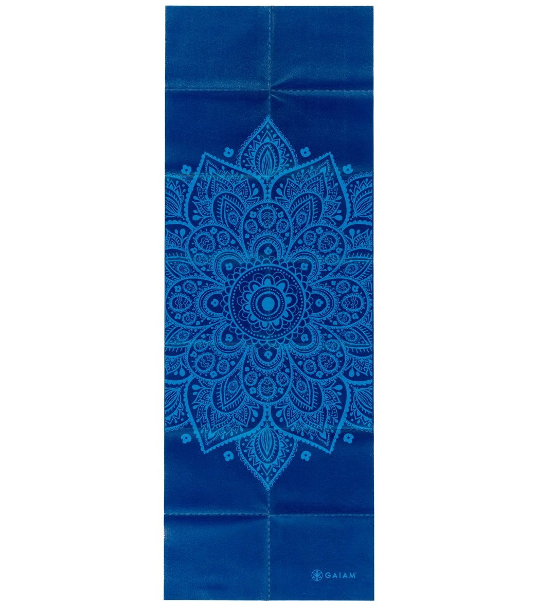 Gaiam Foldable Blue Sundial Printed Yoga Mat 68" 2mm Blue Sundial - Image 2