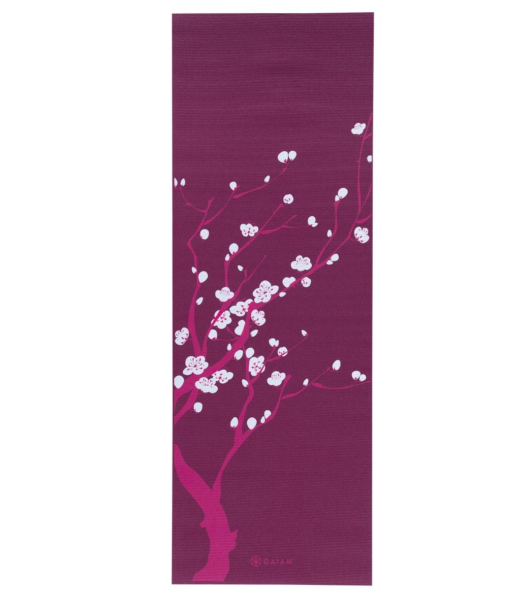 Gaiam Pink Cherry Blossom Printed Yoga Mat 68" 5mm Extra Thick