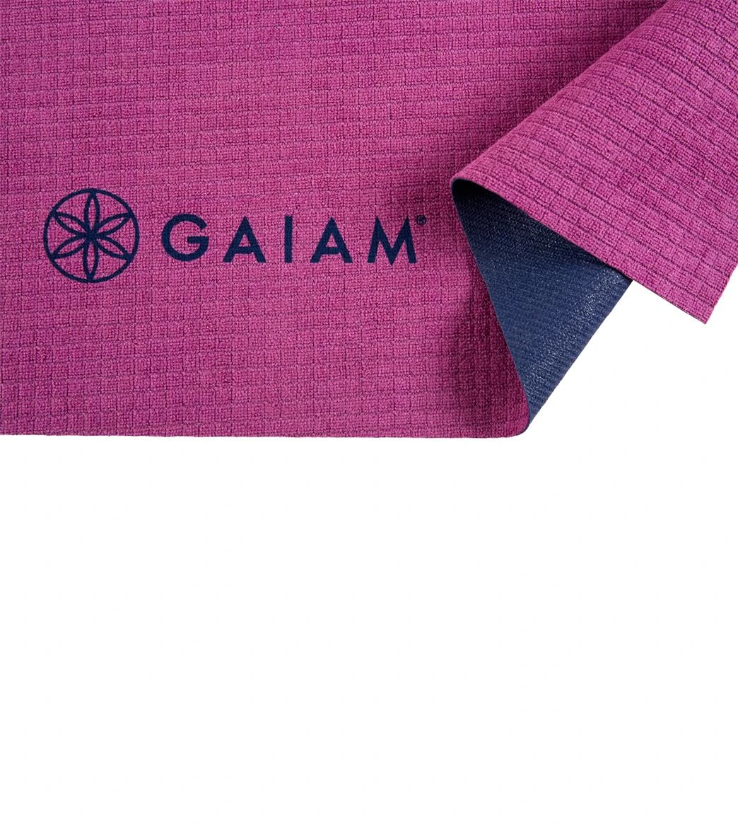 Gaiam No Slip Yoga Mat Towel Sparkling Grape/Estate Blue - Image 3