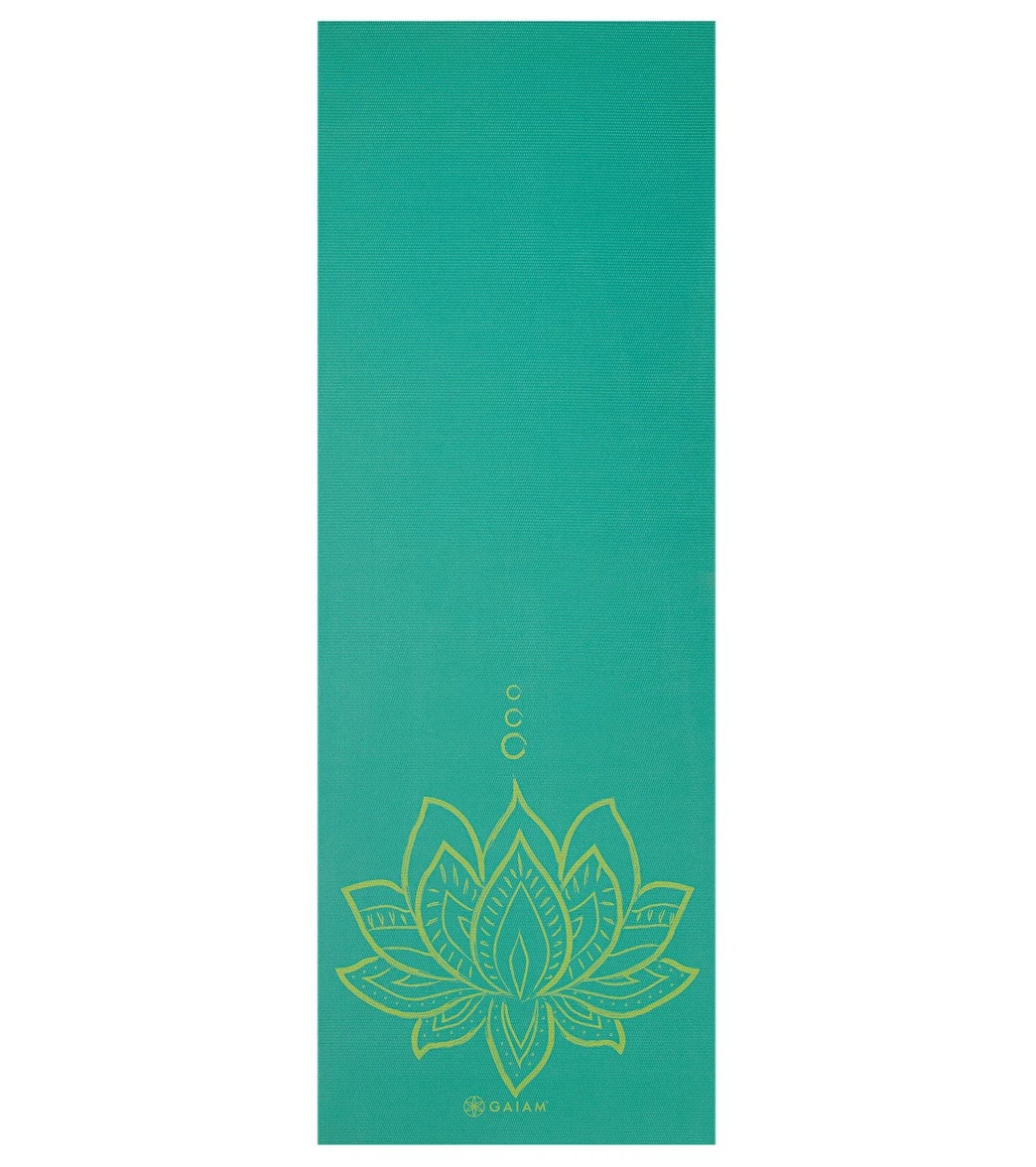 Gaiam Reversible Turquoise Lotus Printed Yoga Mat 68" 6mm Extra Thick Turquoise Lotus - Image 6