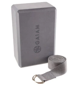 Gaiam Yoga Block & Strap Combo 6' Grey