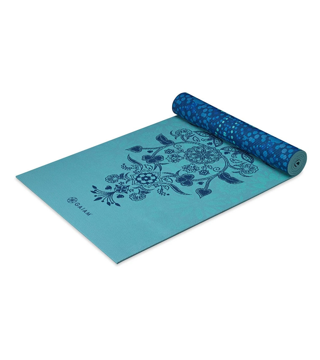 Gaiam Premium Reversible Yoga Mat 6mm Metallic Athenian Ink