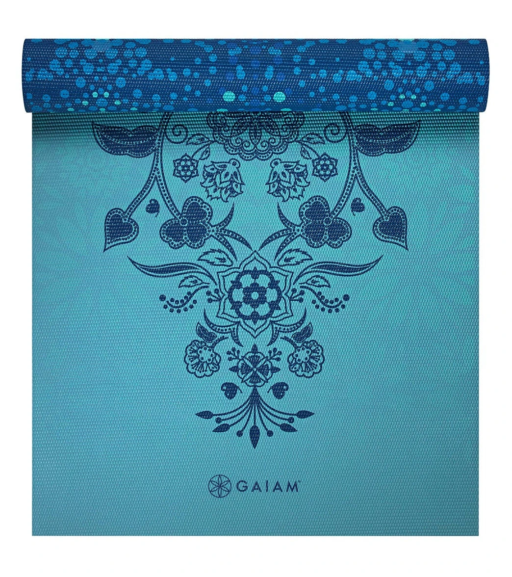 Gaiam Premium Reversible Yoga Mat 6mm Metallic Athenian Ink - Image 2